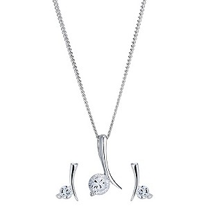 sterling Silver Cubic Zirconia Bar Pendant and
