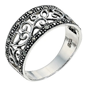 Classic Silver Marcasite Ring Size LClassic Silver Marcasite Ring Size L