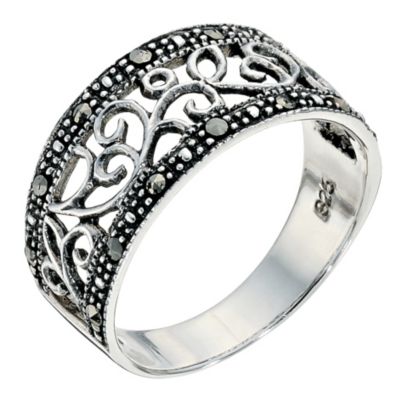 Silver Marcasite Swirl Design Ring Size N - Product number 8431000