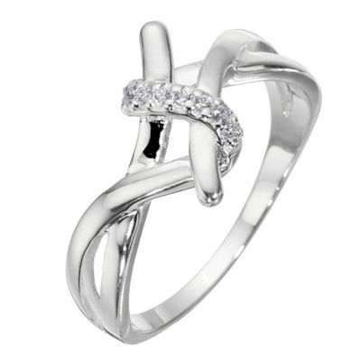 H Samuel Sterling Silver And Cubic Zirconia Twist Ring -