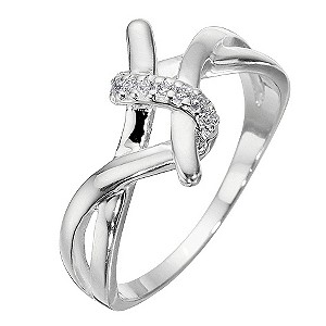 Sterling Silver And Cubic Zirconia Twist Ring - Size Medium