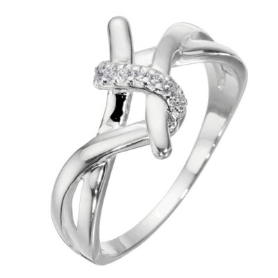 Sterling Silver And Cubic Zirconia Twist Ring - Size Large