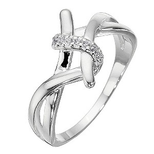 Sterling Silver And Cubic Zirconia Twist Ring - Size LargeSterling Silver And Cubic Zirconia Twist R