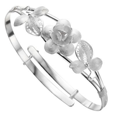 Silver Filigree Flower Bangle - Product number 8431132