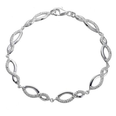 H Samuel Sterling Silver Cubic Zirconia Oval Weave Bracelet