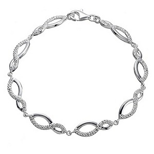 sterling Silver Cubic Zirconia Oval Weave Bracelet