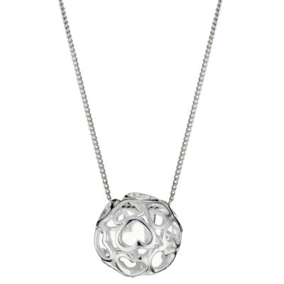 Sterling Silver Open Heart Ball Necklace