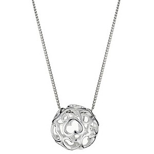 Silver Open Heart Ball Necklace