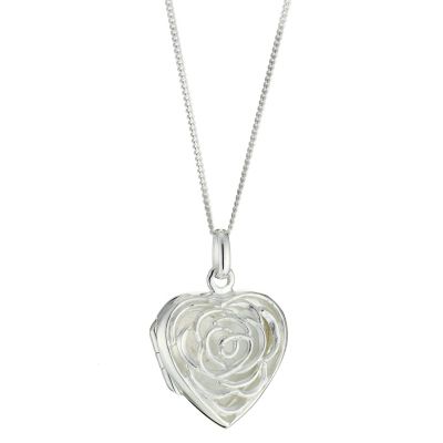 H Samuel Sterling Silver Open Rose Locket
