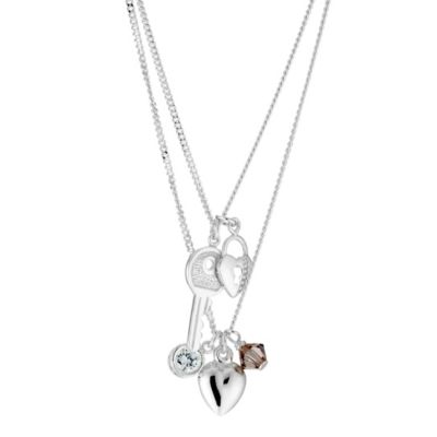 H Samuel Sterling Silver Layered Charm Pendant