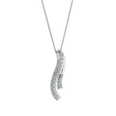 H Samuel Sterling Silver Cubic Zirconia Swish Pendant