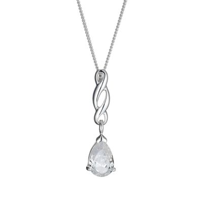 sterling Silver Cubic Zirconia Peardrop Pendant