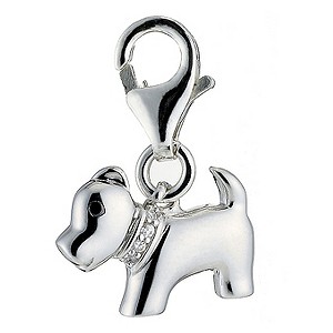 sterling Silver and Cubic Zirconia Dog Charm
