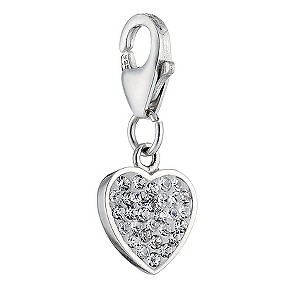 The Glitter Collection Sterling Silver Crystal Heart Charm