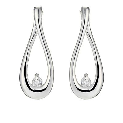 sterling Silver Cubic Zirconia Loop Earrings