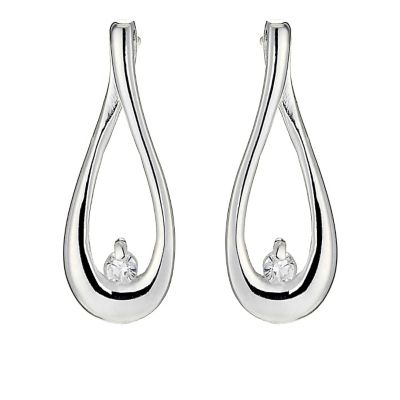 H Samuel Sterling Silver Cubic Zirconia Loop Earrings