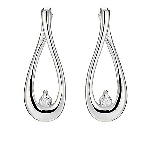 sterling Silver Cubic Zirconia Loop Earrings