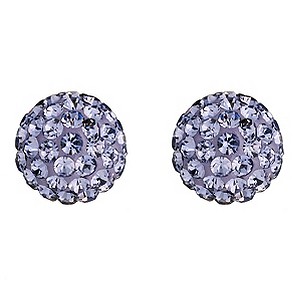 Sterling Silver Lilac Crystal Ball Stud Earrings
