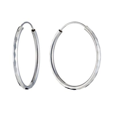 H Samuel Sterling Silver Diamond Cut Hoop Earrings