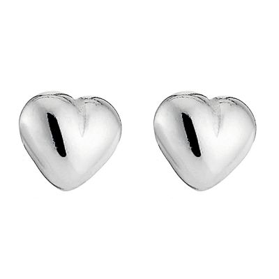 sterling Silver Plain Heart Stud Earrings