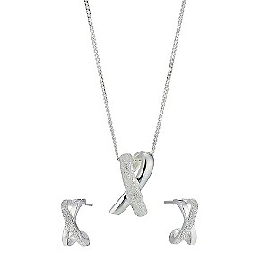 H Samuel Sterling Silver Textured and Polished Kiss