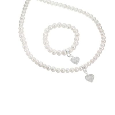 Sterling Silver and Pearls Bracelet and Necklace
