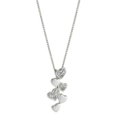 9ct White Gold Six Heart Diamond Drop Pendant