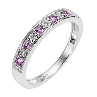 Cheap Mothers Rings on Gold Pink Sapphire And Diamond Milgrain Ring   Product Number 8444978