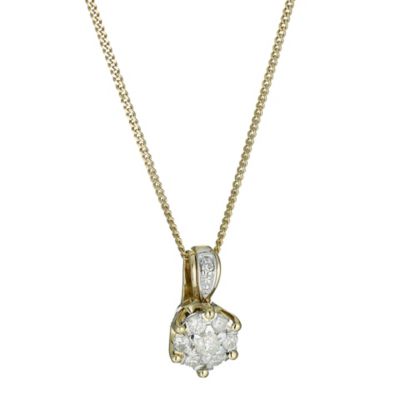 9ct Gold Two Colour 0.15 Carat Diamond Six Claw Cluster Pendant - Product number 8444986
