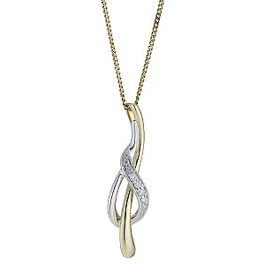9ct Gold Two Colour Diamond Set Twisted Loop