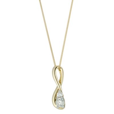 9ct gold Quarter Carat Diamond Twisted Drop