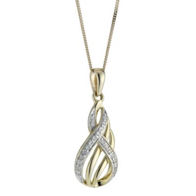 9ct Gold Two Colour Diamond Set Figure of 8 Pendant