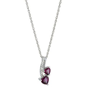 Sterling Silver Diamond and Rhodolite Double