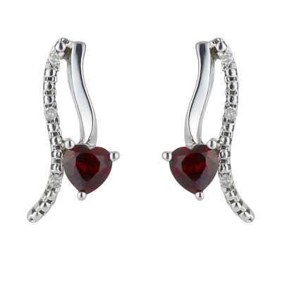 Sterling Silver Diamond and Garnet Drop Earrings