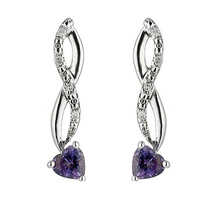 Candy Hearts Sterling Silver Diamond and Amethyst Twist Drop