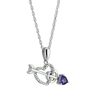 Candy Hearts Sterling Silver Diamond and Amethyst Heart and