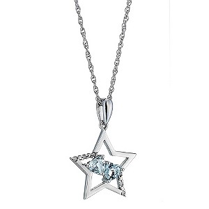 Sterling Silver Blue Topaz and Diamond Star
