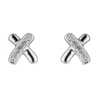 The Kiss Collection 9ct White Gold Diamond Kiss Earrings