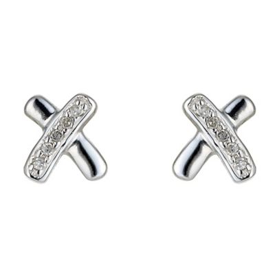 Kiss 9ct White Gold Diamond Kiss Earrings