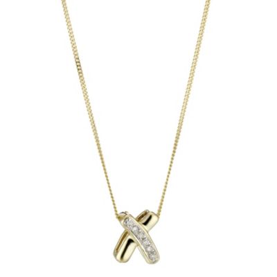 9ct Gold Two Colour Diamond Kiss Pendant - Product number 8445184