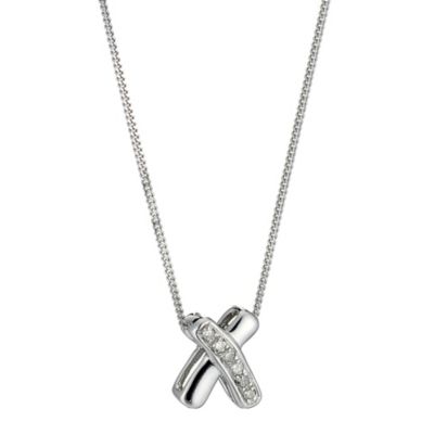 9ct White Gold Diamond Kiss Pendant