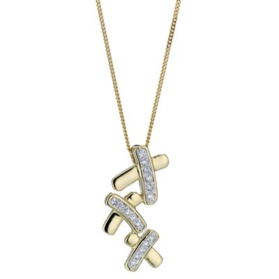 9ct Gold Two Colour Diamond Triple Kiss Pendant - Product number 8445206