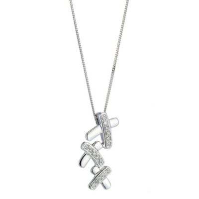 9ct White Gold Diamond Triple Kiss Pendant - Product number 8445214