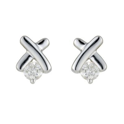 The Kiss Collection 9ct White Gold Diamond Plain Kiss Earrings