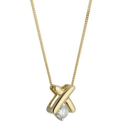 9ct Gold Two Colour Diamond Plain Kiss Pendant - Product number 8445273