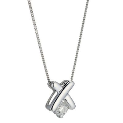 9ct White Gold Diamond Plain Kiss Pendant - Product number 8445281