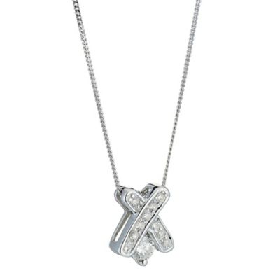 9ct White Gold Pave Set Diamond Kiss Pendant - Product number 8445303