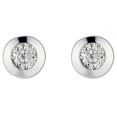 9ct White Gold Illusion Set Diamond Stud Earrings