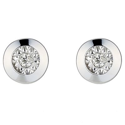 9ct White Gold Illusion Set Diamond Stud Earrings