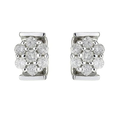 9ct White Gold Quarter Carat Diamond Cluster U Setting Stud Earrings - Product number 8445427